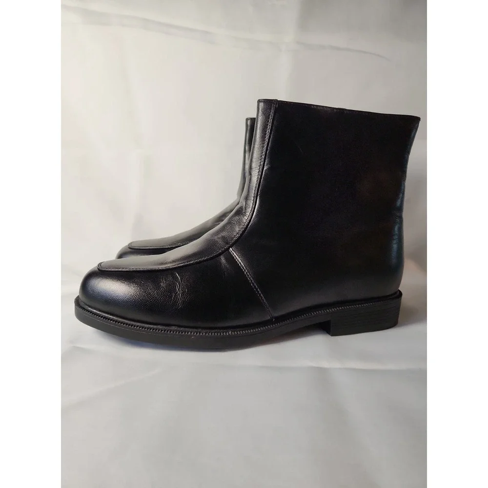 Men's Black Leather Zip Ankle Boots